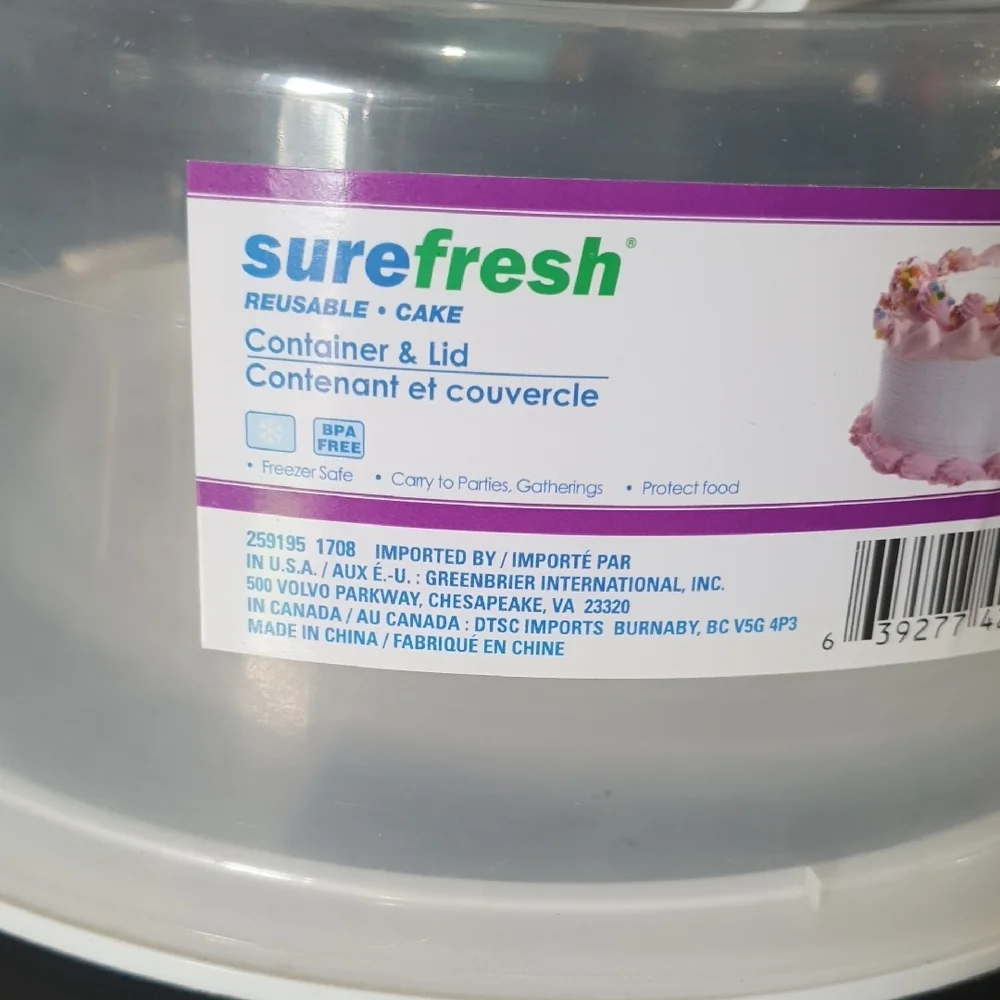 💜 Surefresh Clear and White Disposable Cake Container & Lid